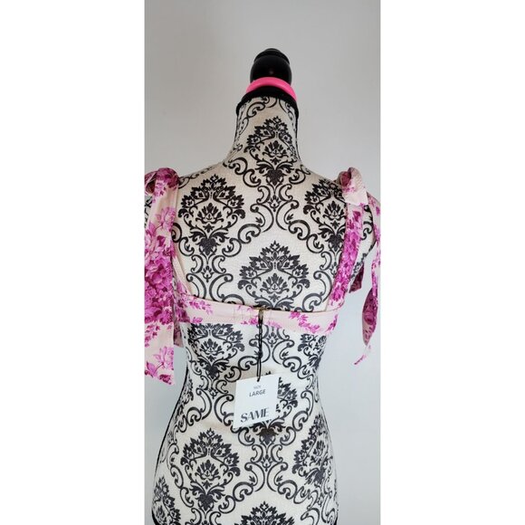 SAME LOS ANGELES BIKINY TOP LARGE WOMENS WHITE/PINk UNDERWIRE FRENCH FLORAL SWIM - Picture 7 of 8